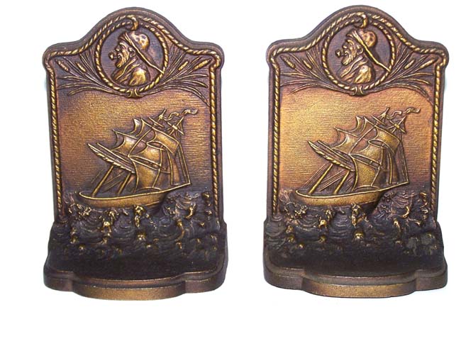A fine pair of Antique 'Nautical motif' Bookends by Bradley & Hubbard circa 1925.